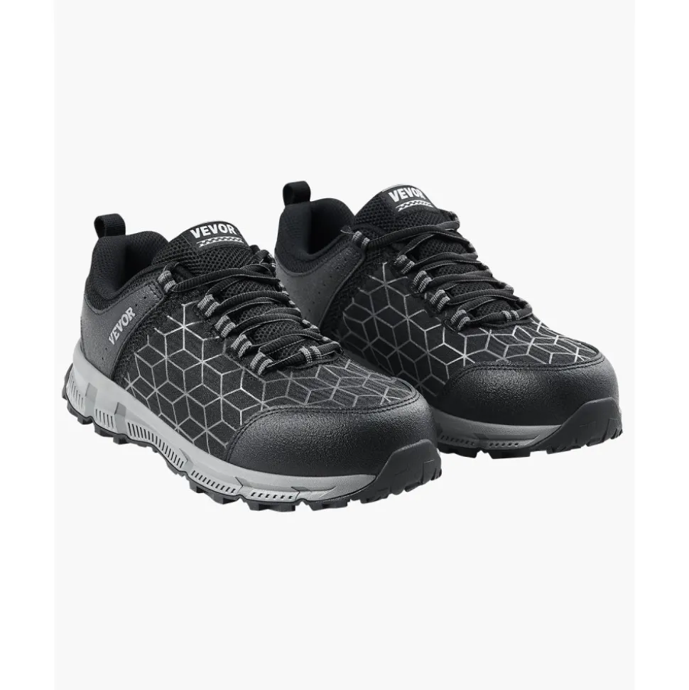 VEVOR Steel Toe Shoes for Men, US Size 9, Men’s Cushion Sport Safety Toe Athletic Work Shoe, Indestructible Safety Sneakers Lightweight,Breathable Industry Construction Work Shoes, Black