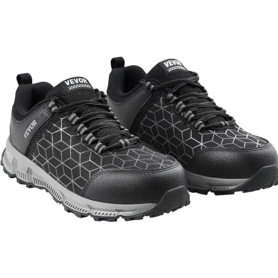 VEVOR Steel Toe Shoes for Men, US Size 9, Men’s Cushion Sport Safety Toe Athletic Work Shoe, Indestructible Safety Sneakers Lightweight,Breathable Industry Construction Work Shoes, Black