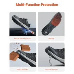 VEVOR Steel Toe Shoes for Men, US Size 9, Men’s Cushion Sport Safety Toe Athletic Work Shoe, Indestructible Safety Sneakers Lightweight,Breathable Industry Construction Work Shoes, Black
