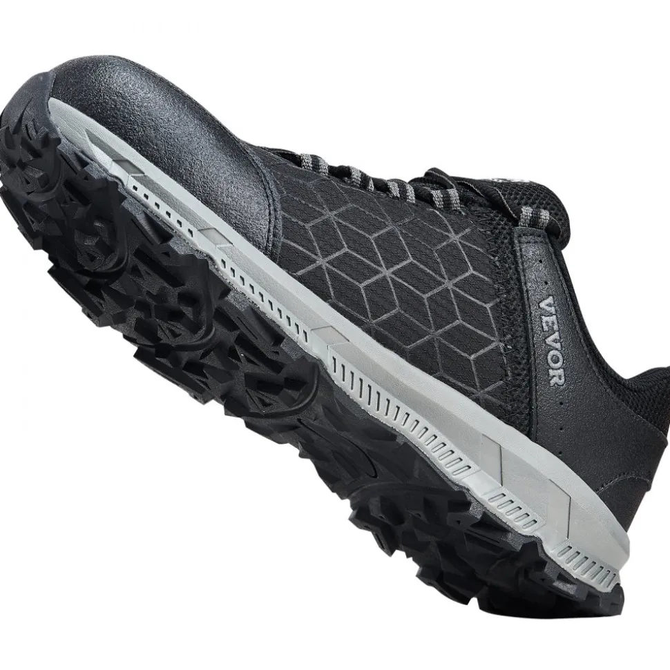 VEVOR Steel Toe Shoes for Men, US Size 9.5, Men’s Cushion Sport Safety Toe Athletic Work Shoe, Indestructible Safety Sneakers Lightweight,Breathable Industry Construction Work Shoes, Black