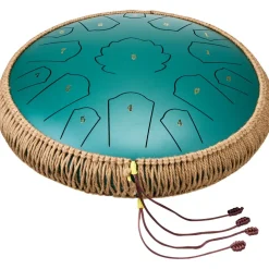 VEVOR Steel Tongue Drum, 14 in & 15 Notes, Rain Drum for Outside Garden, C Major Key, Tank Drum with 2 Mallets & Carry Bag, Hand Pan Drum Percussion Instrument for Musical Education Yoga, Green