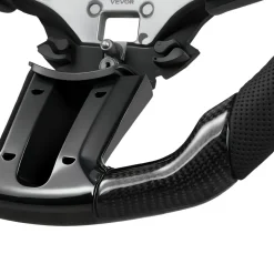 VEVOR Steering Wheel for 2010-2014 Ford Mustang, Carbon Fiber Steering Wheel D-Shaped Flat-Bottom, Leather Grip with Non-Slip Texture & Precise Stitching, Accessories Replacement for Mustang, Black