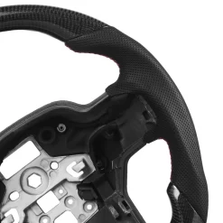 VEVOR Steering Wheel for 2021-2024 Ford F150, Carbon Fiber Steering Wheel D-Shaped Flat-Bottom with Heating Function, Leather Grip with Non-Slip Texture, Accessories Replacement for Ford F150, Black