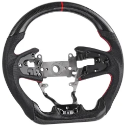 VEVOR Steering Wheel for 2016-2021 Honda Civic, Carbon Fiber Steering Wheel D-Shaped Flat-Bottom, Leather Grip with Non-Slip Texture & Precise Stitching, Accessories Replacement for Honda Civic, Black
