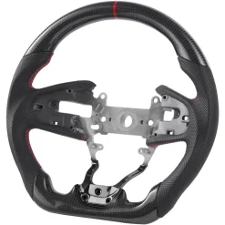 VEVOR Steering Wheel for 2016-2021 Honda Civic, Carbon Fiber Steering Wheel D-Shaped Flat-Bottom, Leather Grip with Non-Slip Texture & Precise Stitching, Accessories Replacement for Honda Civic, Black
