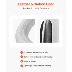 VEVOR Steering Wheel for 2016-2023 Tesla Model 3, Carbon Fiber Steering Wheel D-Shaped Flat-Bottom with Heating Function, Leather Grip with Non-Slip Texture, Accessories Replacement for Model 3, White