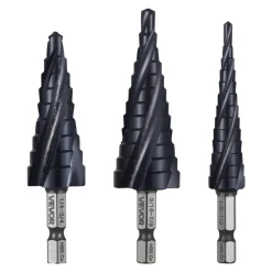 VEVOR Step Drill Bit Set, 1/8 - 7/8 inch, 3 Pieces Step Drill Bits, 1/4 inch Hex Shank, TiAlN Coating Cobalt HSS High Speed Steel, for Metal, Stainless Steel, Aluminum, Wood, Plastic, Fiberglass