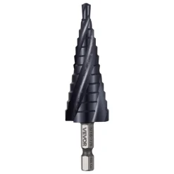 VEVOR Step Drill Bit, 1/4 to 3/4 inch, 1/4 inch Hex Shank, TiAlN Coating Cobalt HSS High Speed Steel, Four Spiral Flute Step Bit for Metal, Stainless Steel, Aluminum, Wood, Plastic, Fiberglass