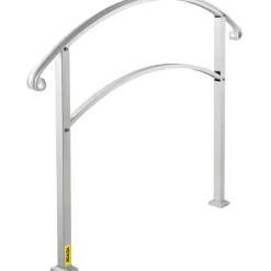 VEVOR 3-Step Handrails for Outdoor Steps Fits 1 or 3 Steps Matte White Stair Rail Wrought Iron Handrail with Installation Kit Hand Rails for Outdoor Step