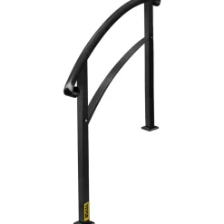 VEVOR 3-Step Transitional Handrail Fits 1 or 3 Steps Matte Stair Rail Wrought Iron Handrail with Installation Kit Hand Rails for Outdoor Steps (Unadjustable) (Black)