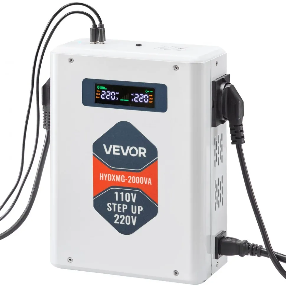 VEVOR Step Up Voltage Converter, 3000VA, Heavy Duty Voltage Power Converter, 110V to 220V Power Transformer, with 2 EU Outlets, USB Output, LCD Display, Temperature Protection, for 220V Appliances