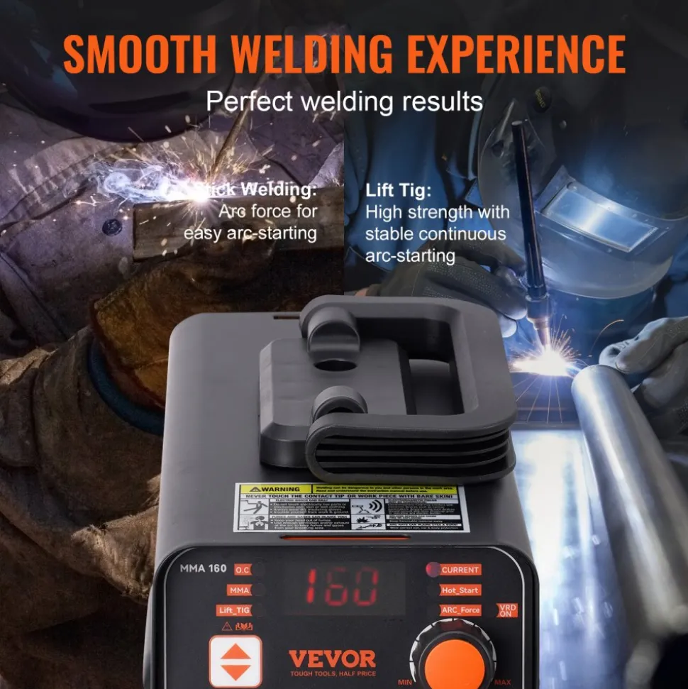 VEVOR Stick Welder, 160A ARC/Lift TIG 2-IN-1 Welding Machine with IGBT Inverter 110V/220V Portable MMA Welder Machine with Hot Start, Arc force and Anti-Stick