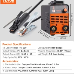 VEVOR Stick Welder, 160A ARC/Lift TIG 2-IN-1 Welding Machine with IGBT Inverter 110V/220V Portable MMA Welder Machine with Hot Start, Arc force and Anti-Stick