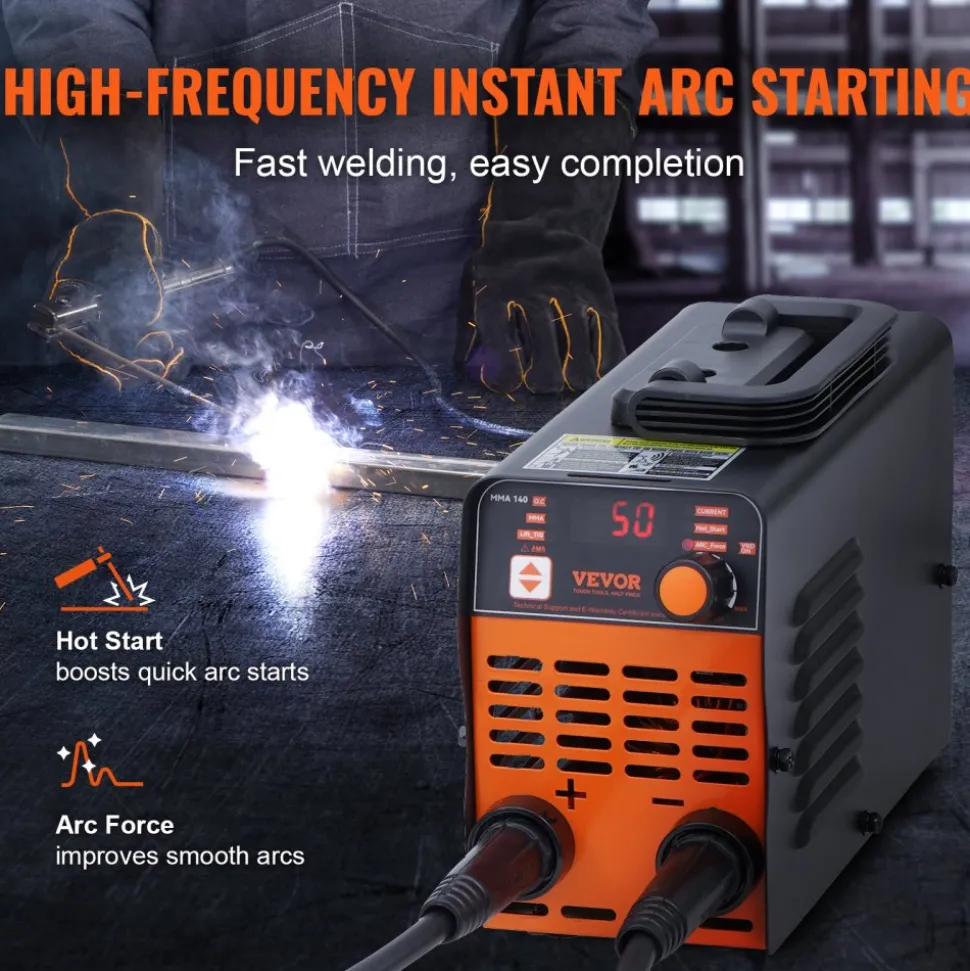VEVOR Stick Welder, 140A ARC/Lift TIG 2-IN-1 Welding Machine with IGBT Inverter 110V Portable MMA Welder Machine with Hot Start, Arc force and Anti-Stick