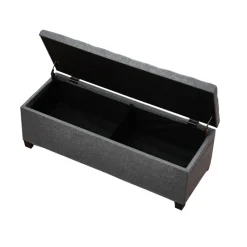 VEVOR Storage Ottoman Bench, Button-Tufted End of Bed Bench with Side Bags, Flip-up Upholstered Storage Chest with Metal Frame, Linen Bed Ottoman for Living Room, Bedroom, Entryway, Office, Grey