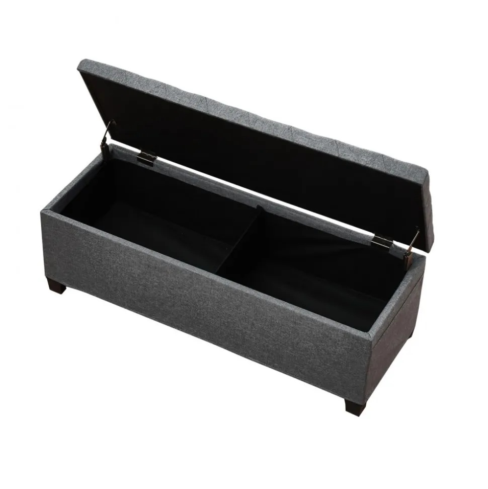 VEVOR Storage Ottoman Bench, Button-Tufted End of Bed Bench with Side Bags, Flip-up Upholstered Storage Chest with Metal Frame, Linen Bed Ottoman for Living Room, Bedroom, Entryway, Office, Grey