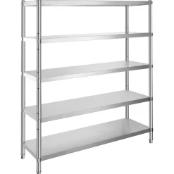 VEVOR Storage Shelf, 5-Tier Storage Shelving Unit, Stainless Steel Garage Shelf, 70.9 x 17.7 x 70.9 inch Heavy Duty Storage Shelving, 1650 Lbs Total Capacity with Adjustable Height