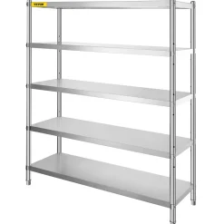 VEVOR Storage Shelf, 5-Tier Storage Shelving Unit, Stainless Steel Garage Shelf, 70.9 x 17.7 x 70.9 inch Heavy Duty Storage Shelving, 1650 Lbs Total Capacity with Adjustable Height