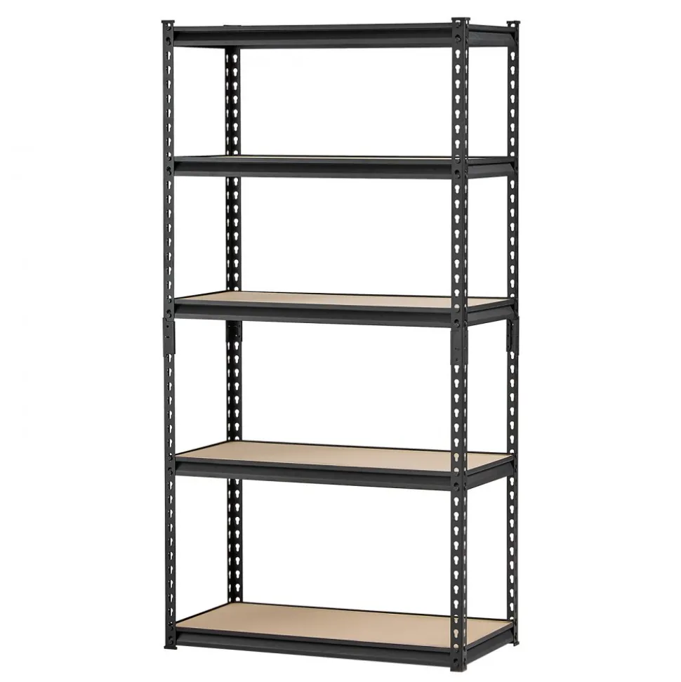 VEVOR Storage Shelves, 2000 lbs, 5 Tier Garage Storage Shelving, 16" D x 32" W x 62.8" H Adjustable Metal Shelves for Garage Shelves Utility Rack Shelf, Ideal for Kitchen, Warehouse, Basement, Black