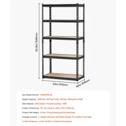 VEVOR Storage Shelves, 2000 lbs, 5 Tier Garage Storage Shelving, 16