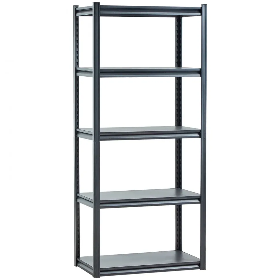 VEVOR Storage Shelves, 2000 lbs, 5 Tier Garage Storage Shelving, 18" D x 32" W x 72" H Adjustable Metal Shelves for Garage Shelves Utility Rack Shelf, Ideal for Kitchen, Warehouse, Basement, Black