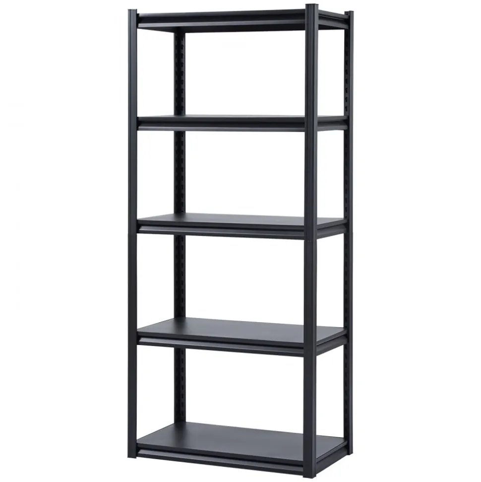 VEVOR Storage Shelves, 2000 lbs, 5 Tier Garage Storage Shelving, 18" D x 32" W x 72" H Adjustable Metal Shelves for Garage Shelves Utility Rack Shelf, Ideal for Kitchen, Warehouse, Basement, Black