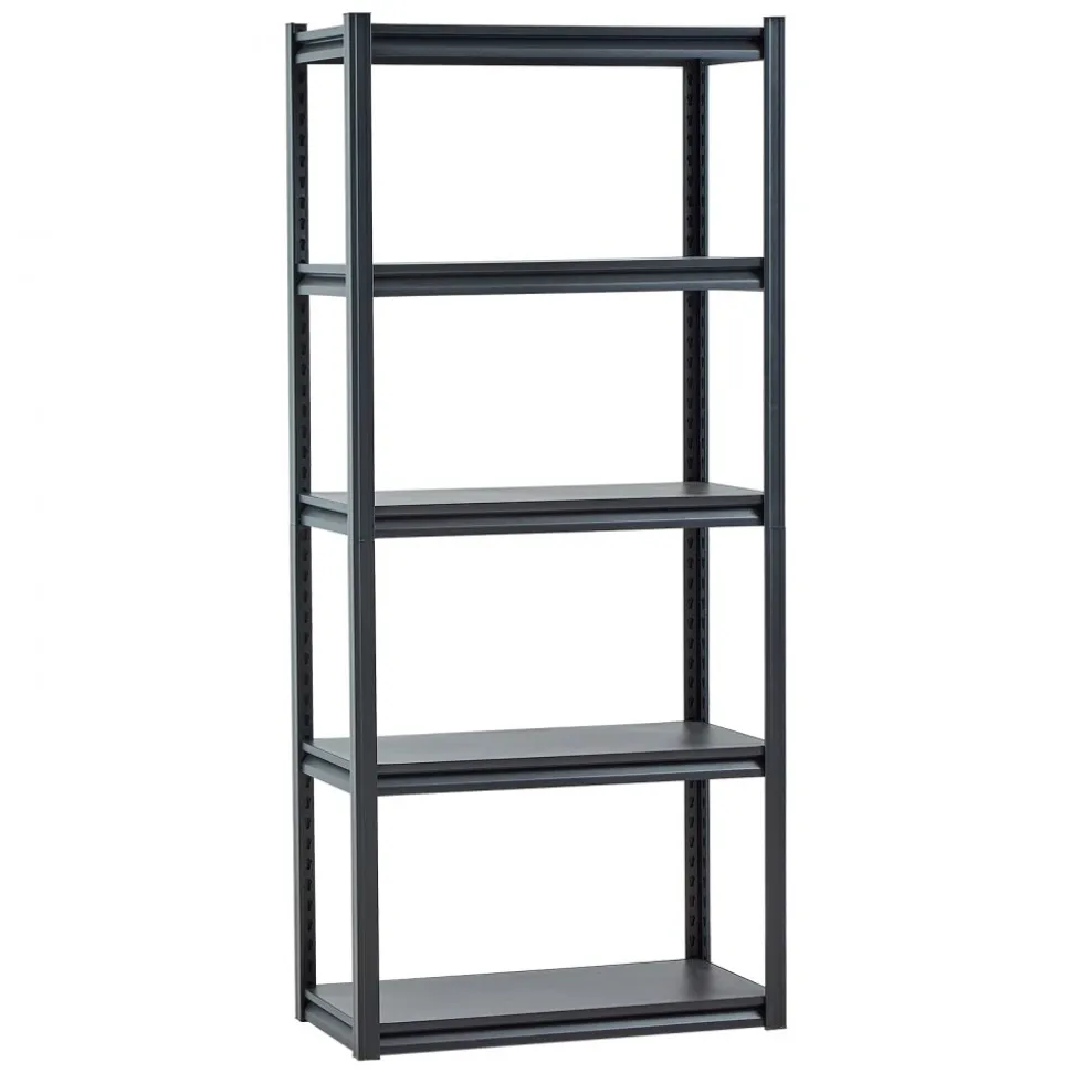 VEVOR Storage Shelves, 2000 lbs, 5 Tier Garage Storage Shelving, 16" D x 32" W x 72" H Adjustable Metal Shelves for Garage Shelves Utility Rack Shelf, Ideal for Kitchen, Warehouse, Basement, Black
