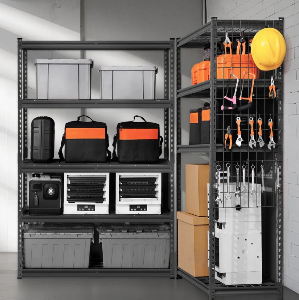 VEVOR Storage Shelves, 2500 lbs, 5 Tier Heavy Duty Garage Shelving, 18" D x 48" W x 72" H Adjustable Metal Shelves for Industrial Shelving Unit Utility Shelf, for Kitchen, Warehouse, Basement, Black