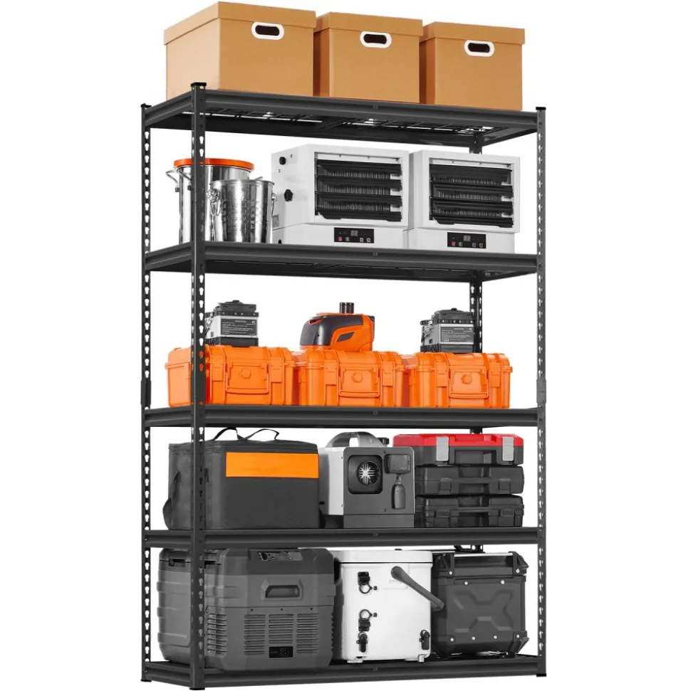 VEVOR Storage Shelves, 2500 lbs, 5 Tier Heavy Duty Garage Shelving, 18" D x 48" W x 72" H Adjustable Metal Shelves for Industrial Shelving Unit Utility Shelf, for Kitchen, Warehouse, Basement, Black