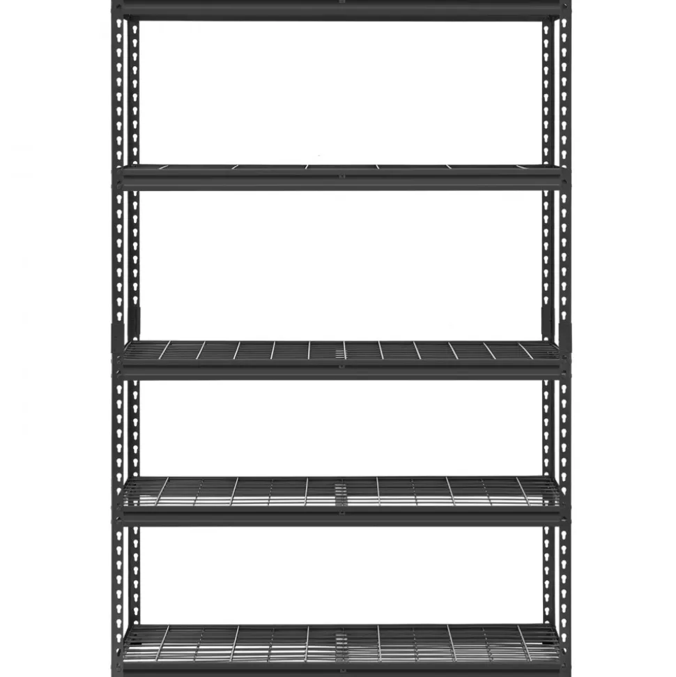 VEVOR Storage Shelves, 2500 lbs, 5 Tier Heavy Duty Garage Shelving, 18" D x 48" W x 72" H Adjustable Metal Shelves for Industrial Shelving Unit Utility Shelf, for Kitchen, Warehouse, Basement, Black