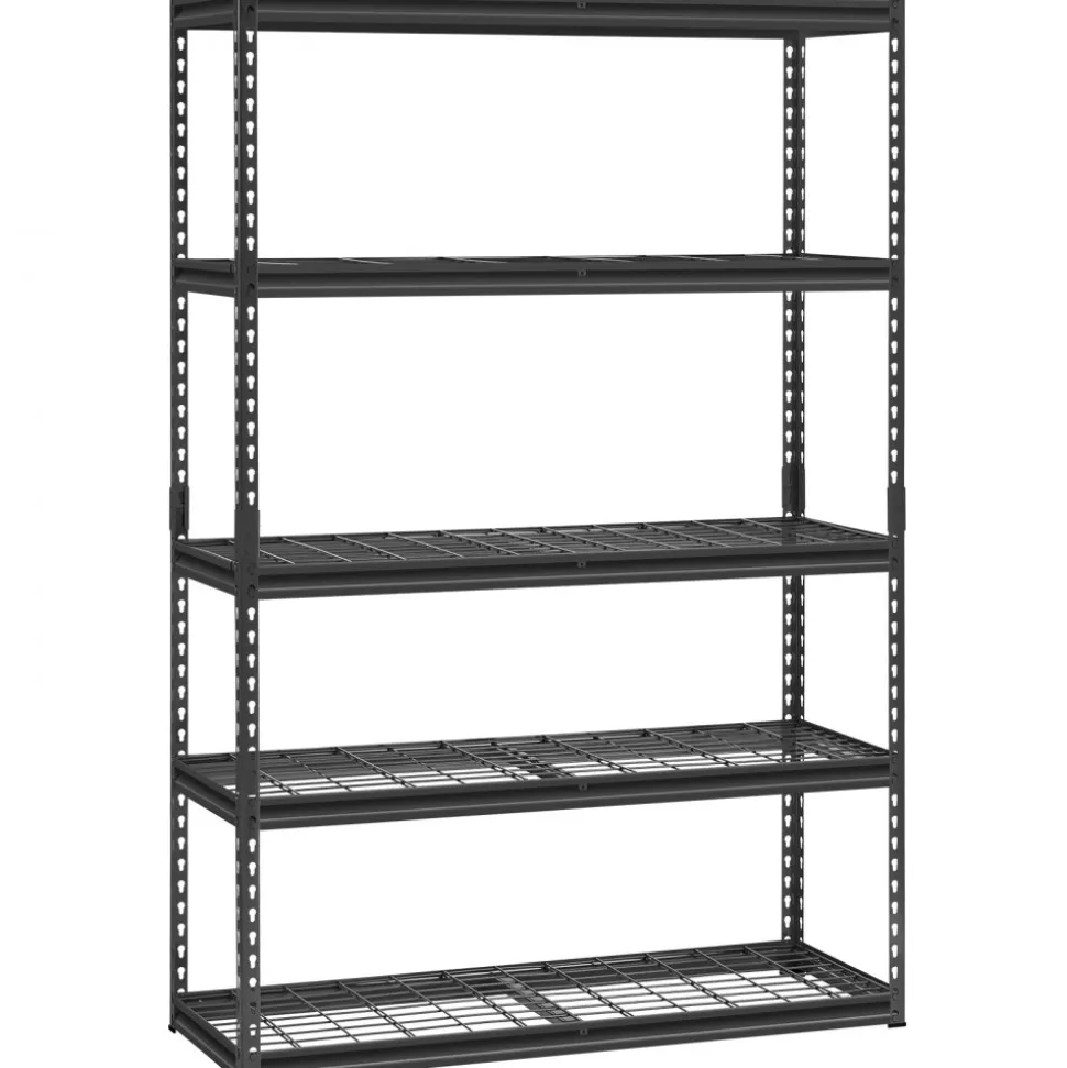 VEVOR Storage Shelves, 2500 lbs, 5 Tier Heavy Duty Garage Shelving, 18" D x 48" W x 72" H Adjustable Metal Shelves for Industrial Shelving Unit Utility Shelf, for Kitchen, Warehouse, Basement, Black