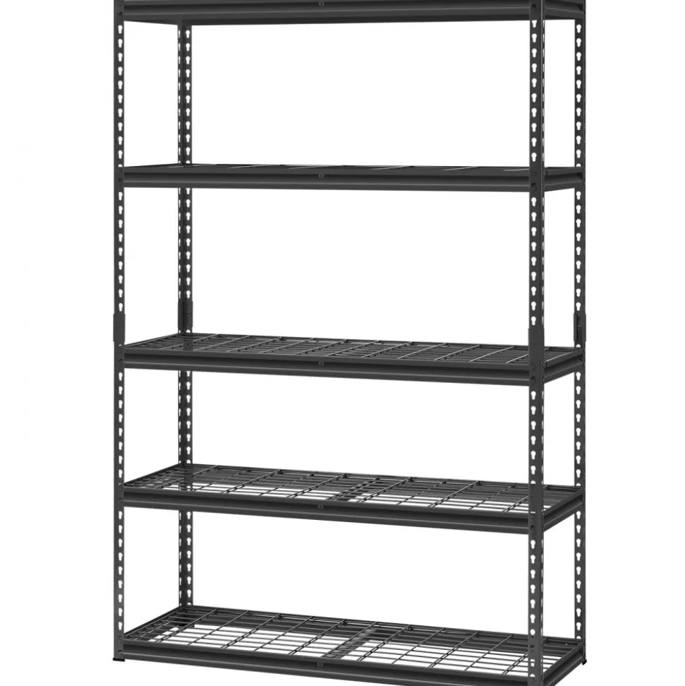 VEVOR Storage Shelves, 2500 lbs, 5 Tier Heavy Duty Garage Shelving, 18" D x 48" W x 72" H Adjustable Metal Shelves for Industrial Shelving Unit Utility Shelf, for Kitchen, Warehouse, Basement, Black