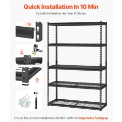 VEVOR Storage Shelves, 2500 lbs, 5 Tier Heavy Duty Garage Shelving, 18