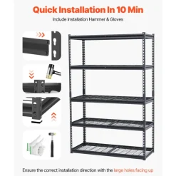 VEVOR Storage Shelves, 2400 lbs, 4 Tier Heavy Duty Garage Shelving, 20