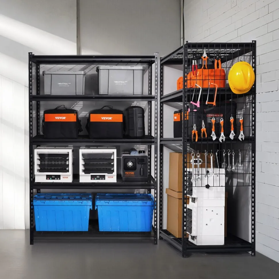 VEVOR Storage Shelves, 3000 lbs, 5 Tier Heavy Duty Garage Shelving, 24" D x 48" W x 72" H Adjustable Metal Shelves for Industrial Shelving Unit Utility Shelf, for Kitchen, Warehouse, Basement, Black