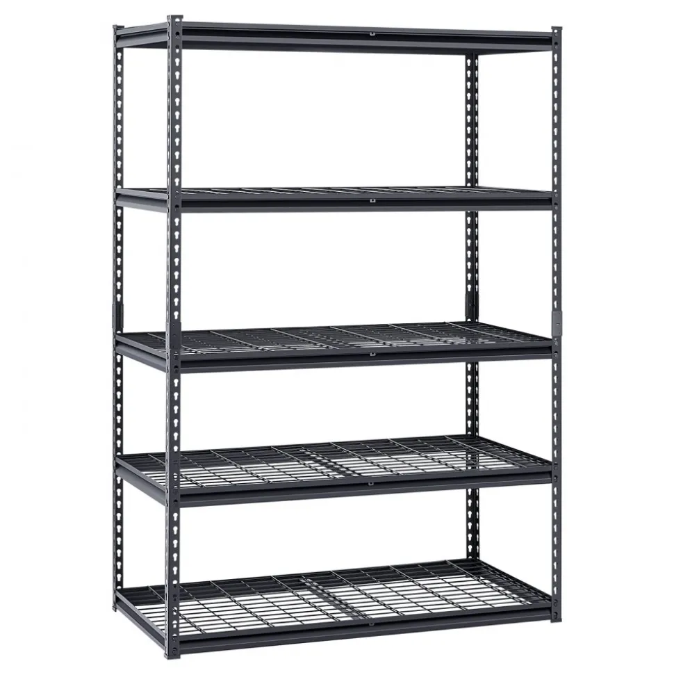 VEVOR Storage Shelves, 3000 lbs, 5 Tier Heavy Duty Garage Shelving, 24" D x 48" W x 72" H Adjustable Metal Shelves for Industrial Shelving Unit Utility Shelf, for Kitchen, Warehouse, Basement, Black