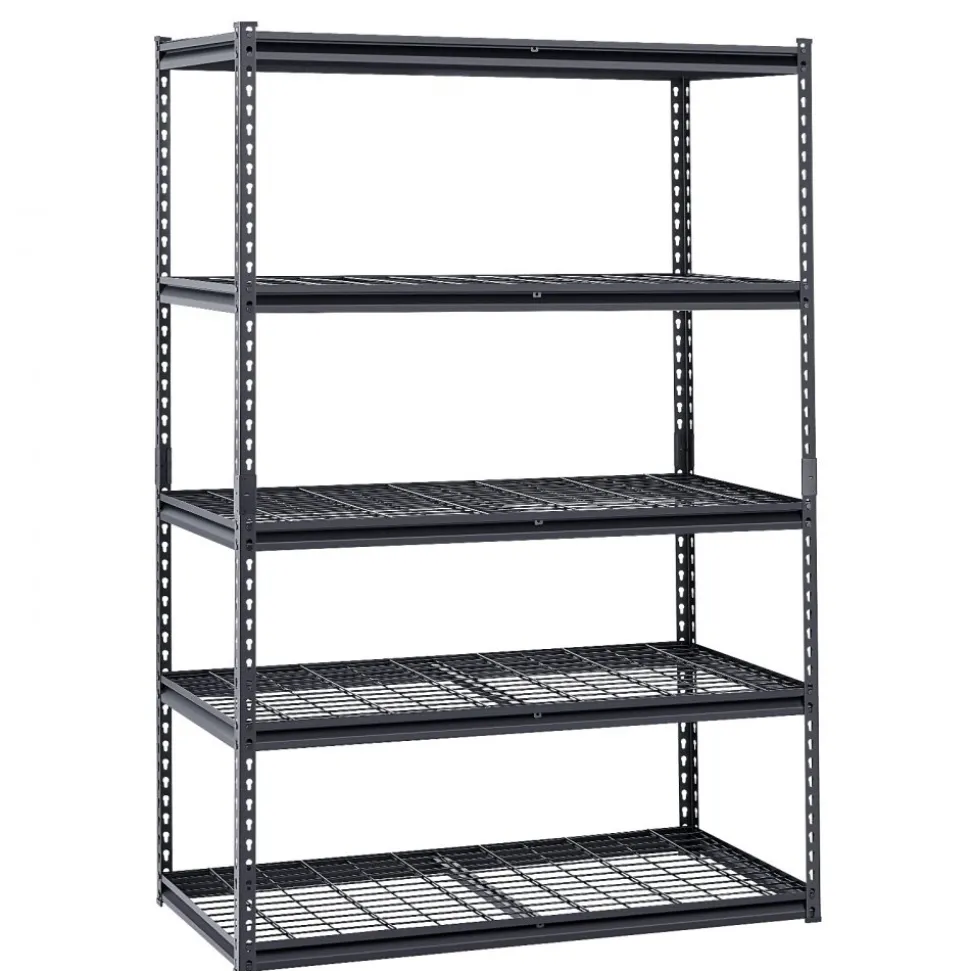 VEVOR Storage Shelves, 3000 lbs, 5 Tier Heavy Duty Garage Shelving, 24" D x 48" W x 72" H Adjustable Metal Shelves for Industrial Shelving Unit Utility Shelf, for Kitchen, Warehouse, Basement, Black