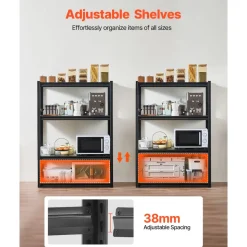 VEVOR Storage Shelves, 2400 lbs, 4 Tier Garage Storage Shelving, 20" D x 40" W x 57" H Adjustable Metal Shelves for Garage Shelves Utility Rack Shelf, Ideal for Kitchen, Warehouse, Basement, Black