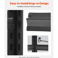 VEVOR Storage Shelves, 2000 lbs, 5 Tier Garage Storage Shelving, 16" D x 32" W x 63" H Adjustable Metal Shelves for Garage Shelves Utility Rack Shelf, Ideal for Kitchen, Warehouse, Basement, Black