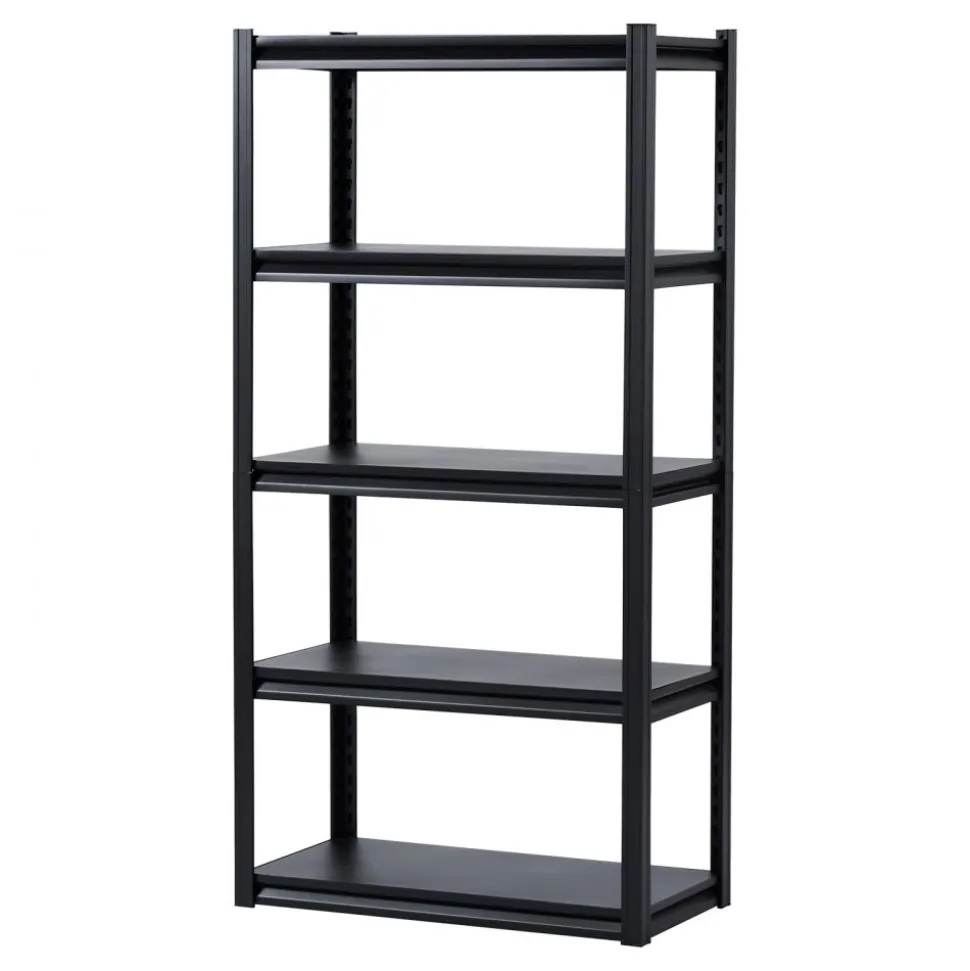VEVOR Storage Shelves, 2000 lbs, 5 Tier Garage Storage Shelving, 16" D x 32" W x 63" H Adjustable Metal Shelves for Garage Shelves Utility Rack Shelf, Ideal for Kitchen, Warehouse, Basement, Black