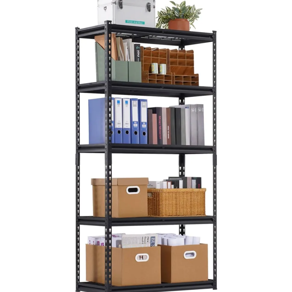 VEVOR Storage Shelves, 2000 lbs, 5 Tier Heavy Duty Garage Shelving, 16" D x 36" W x 72" H Adjustable Metal Shelves for Industrial Shelving Unit Utility Shelf, for Kitchen, Warehouse, Basement, Black