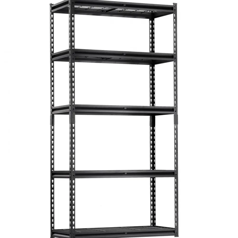 VEVOR Storage Shelves, 2000 lbs, 5 Tier Heavy Duty Garage Shelving, 16" D x 36" W x 72" H Adjustable Metal Shelves for Industrial Shelving Unit Utility Shelf, for Kitchen, Warehouse, Basement, Black