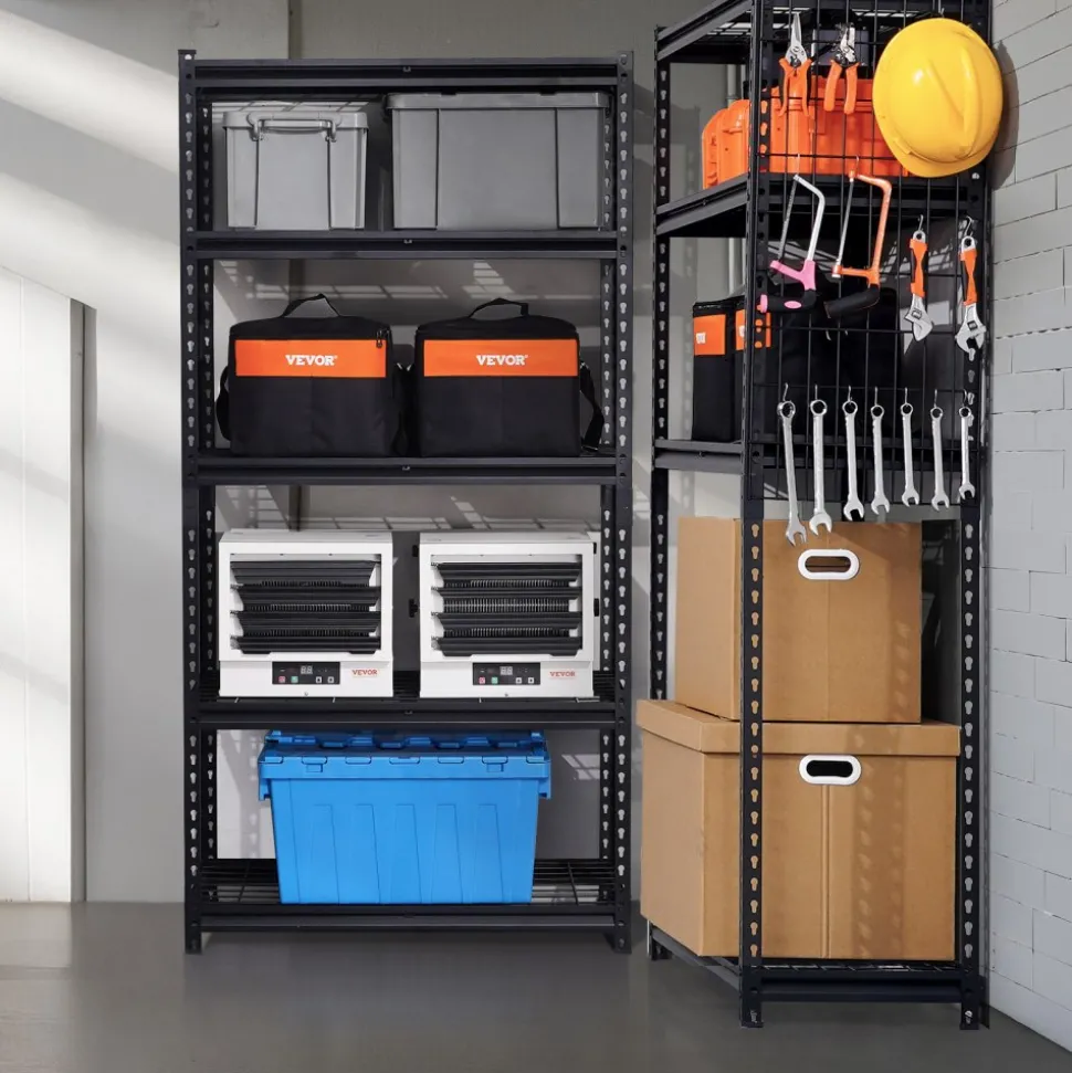 VEVOR Storage Shelves, 2000 lbs, 5 Tier Heavy Duty Garage Shelving, 16" D x 36" W x 72" H Adjustable Metal Shelves for Industrial Shelving Unit Utility Shelf, for Kitchen, Warehouse, Basement, Black