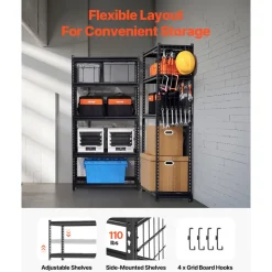VEVOR Storage Shelves, 2000 lbs, 5 Tier Heavy Duty Garage Shelving, 16