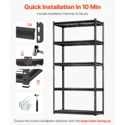 VEVOR Storage Shelves, 2000 lbs, 5 Tier Heavy Duty Garage Shelving, 16