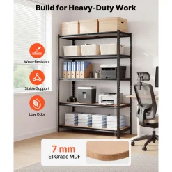 VEVOR Storage Shelves, 5-Tier Adjustable, 3000 lbs Capacity, Heavy Duty Garage Storage Shelving Unit, Metal Utility Rack Shelf, for Garage Workshop Warehouse Basement, 48.35