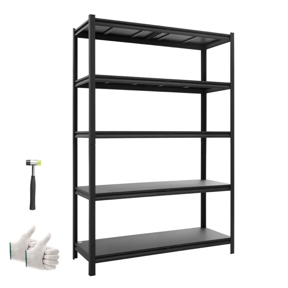 VEVOR Storage Shelves, 5-Tier Adjustable, 2500 lbs Capacity, Heavy Duty Garage Storage Shelving Unit, Metal Utility Rack Shelf, for Garage Warehouse Basement Kitchen, 48.43" W x 18.31" D x 71.38" H