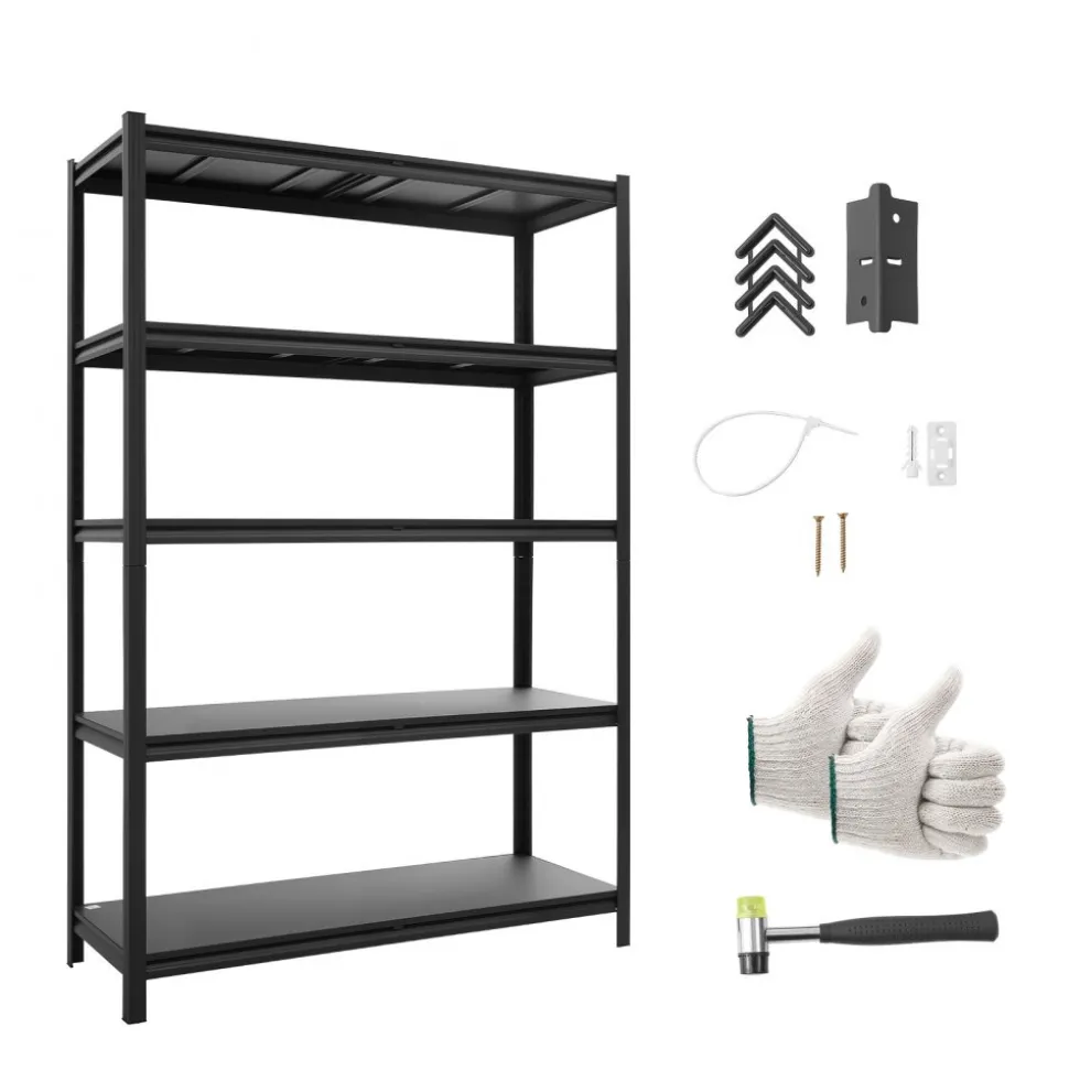 VEVOR Storage Shelves, 5-Tier Adjustable, 2500 lbs Capacity, Heavy Duty Garage Storage Shelving Unit, Metal Utility Rack Shelf, for Garage Warehouse Basement Kitchen, 48.43" W x 18.31" D x 71.38" H