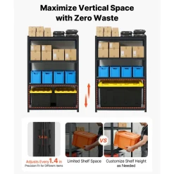 VEVOR Storage Shelves, 4-Tier Adjustable, 2400 lbs Capacity, Heavy Duty Garage Storage Shelving Unit, Metal Utility Rack Shelf, for Garage Workshop Warehouse Basement, 40.55