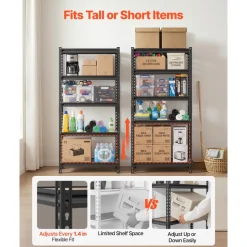 VEVOR Storage Shelves, 5-Tier Adjustable, 2000 lbs Capacity, Heavy Duty Garage Storage Shelving Unit, Metal Utility Rack Shelf, for Kitchen Pantry Basement Bathroom, 29.88
